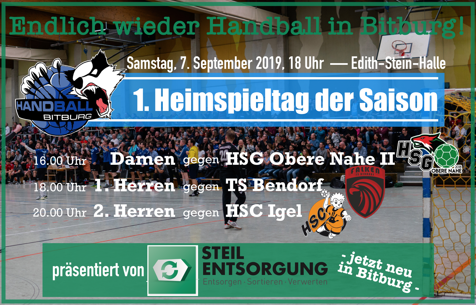 1. Heimspieltag des TVB – präsentiert von Steil Entsorgung GmbH