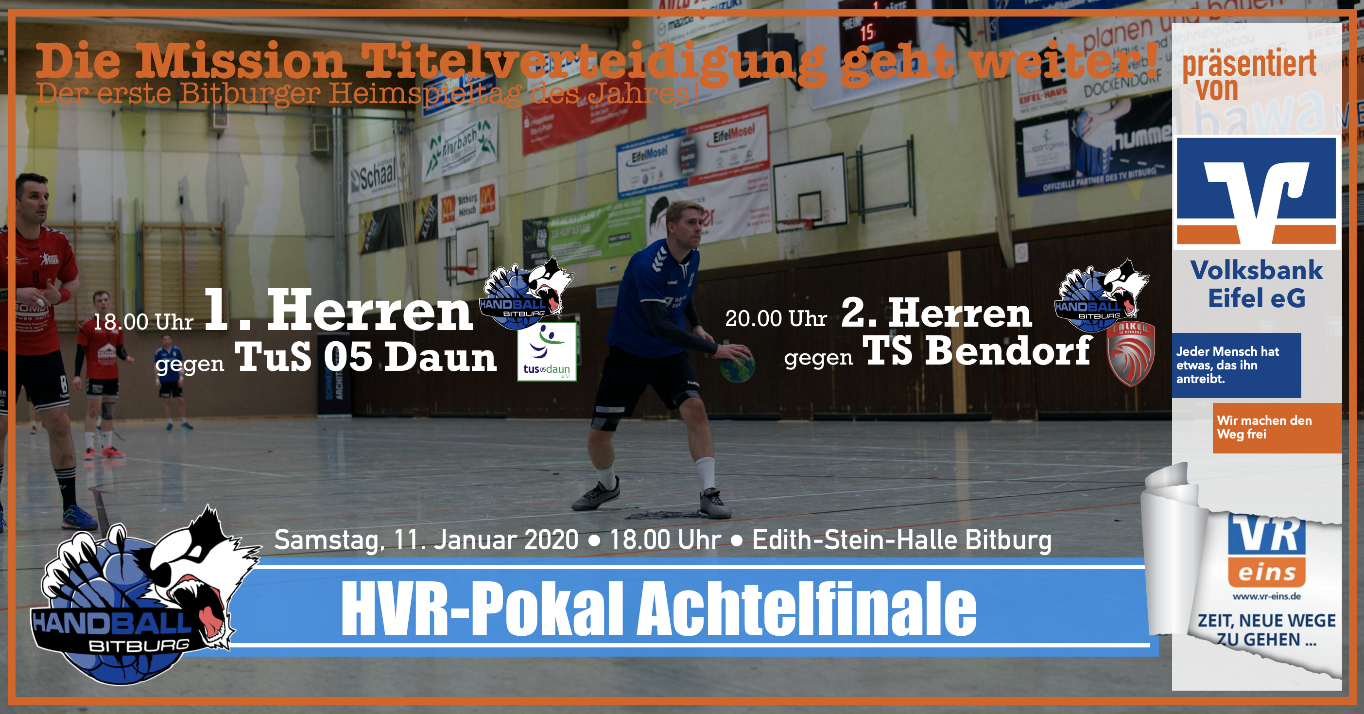 1. Volksbank-Heimspieltag des Jahres • HVR-Pokal Achtelfinale