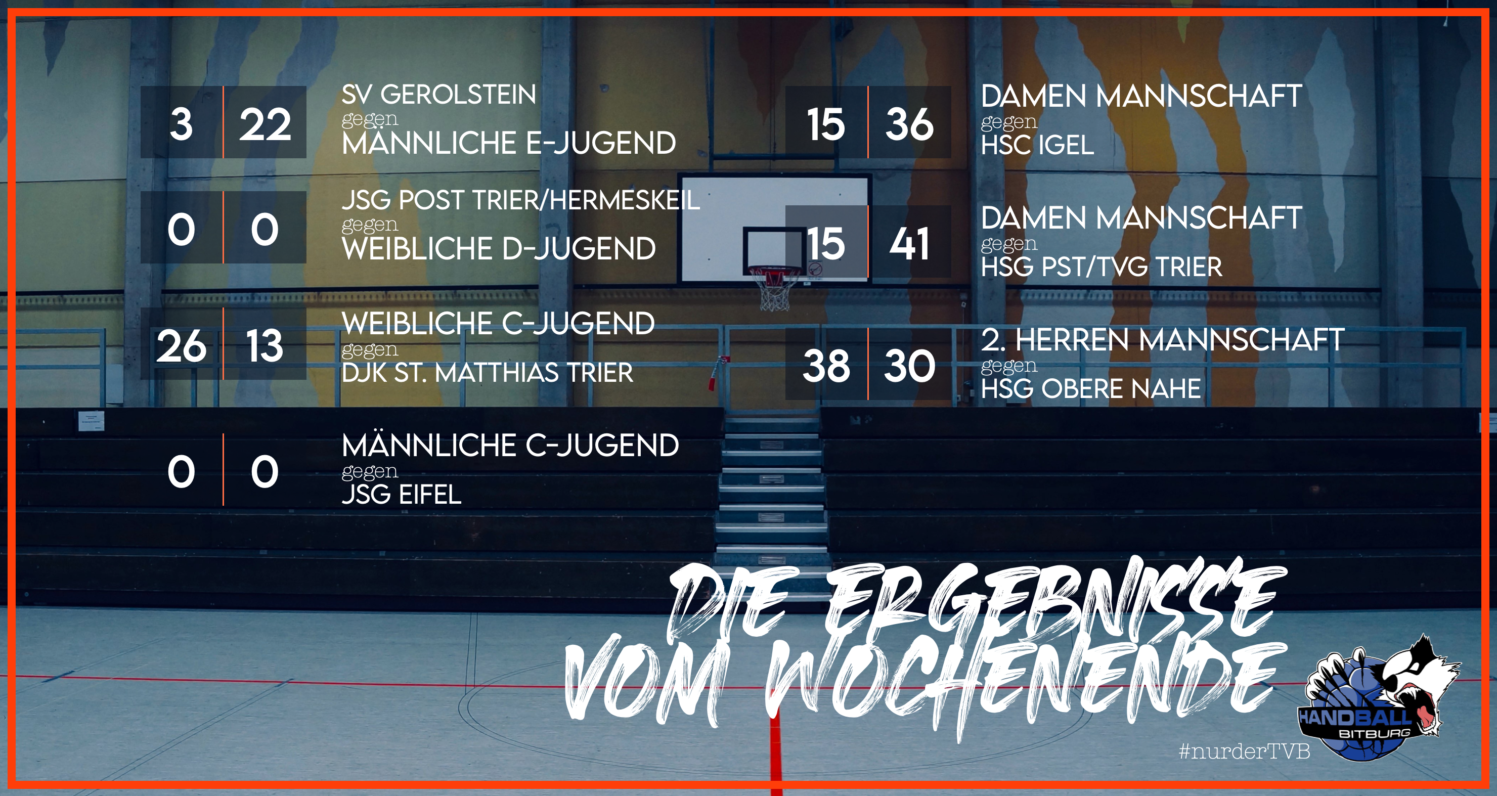 Die Spielergebnisse vom vergangenen Wochenende!