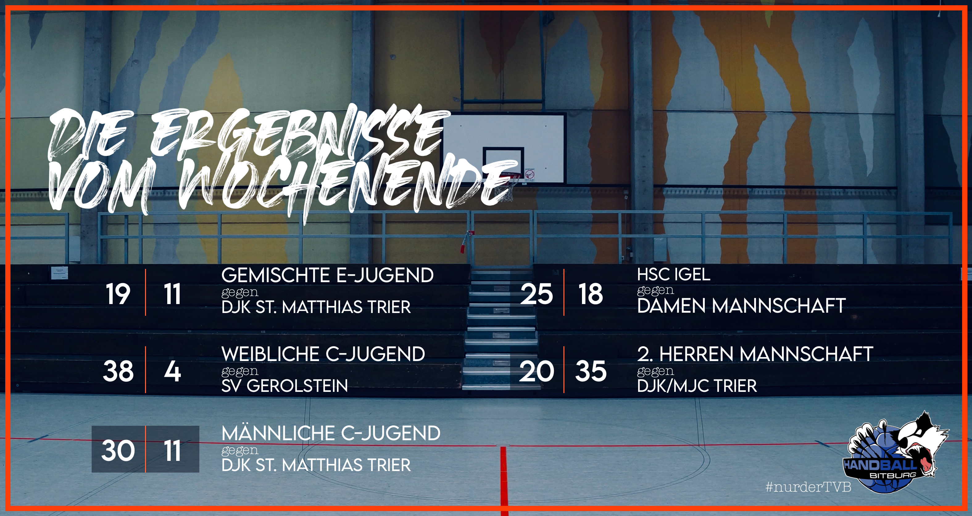 Die Spielergebnisse vom vergangenen Wochenende!