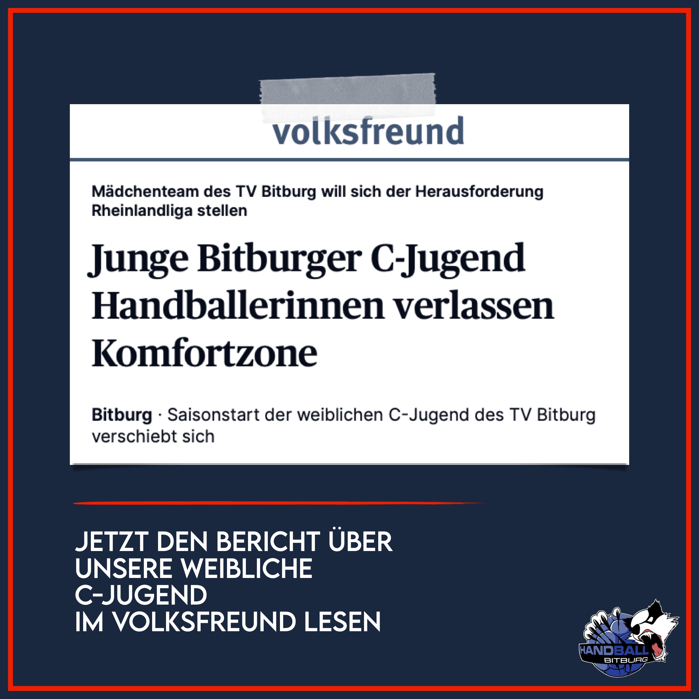 Bericht über unsere weibliche C-Jugend im Volksfreund!