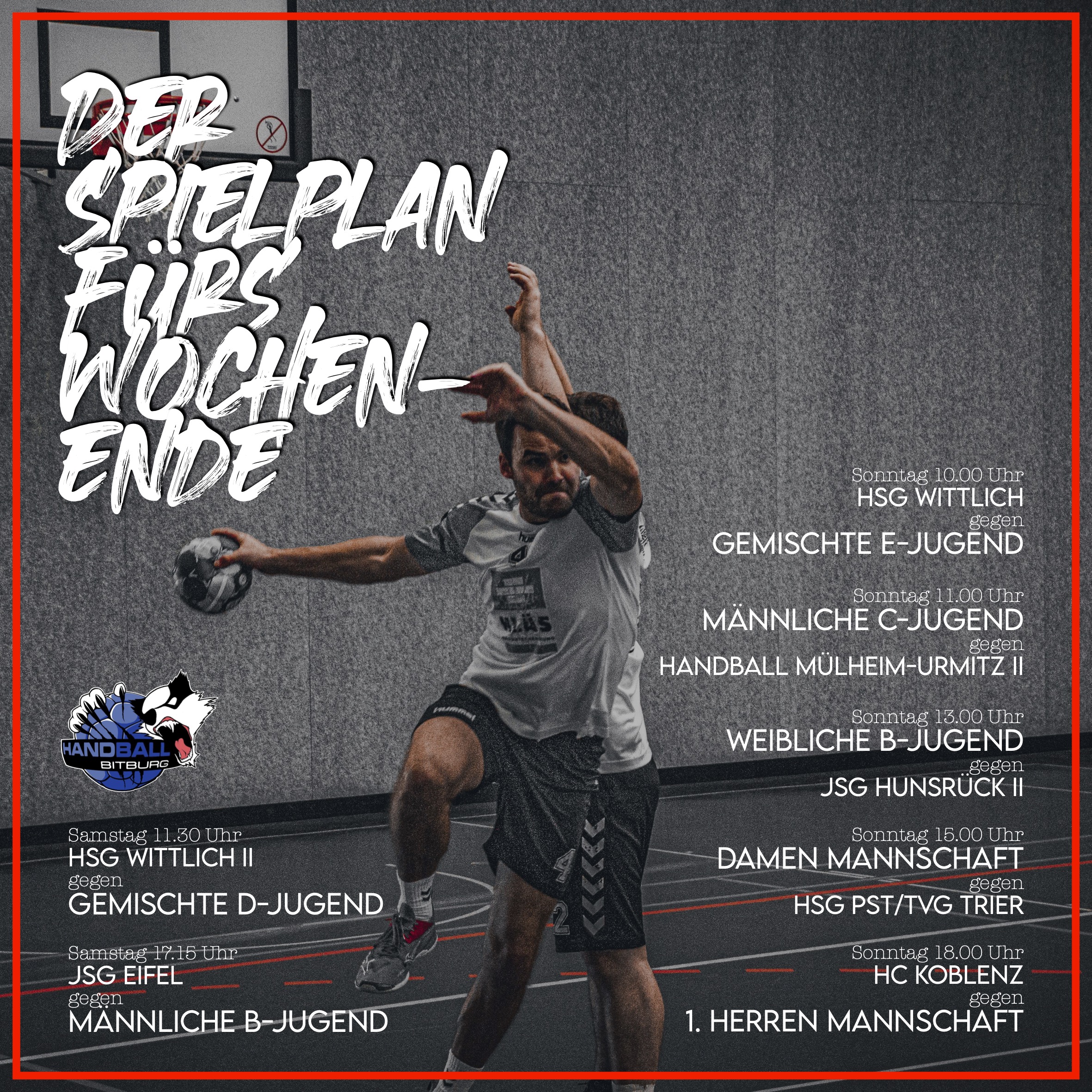 So sieht unser Spielplan fürs Wochenende aus!