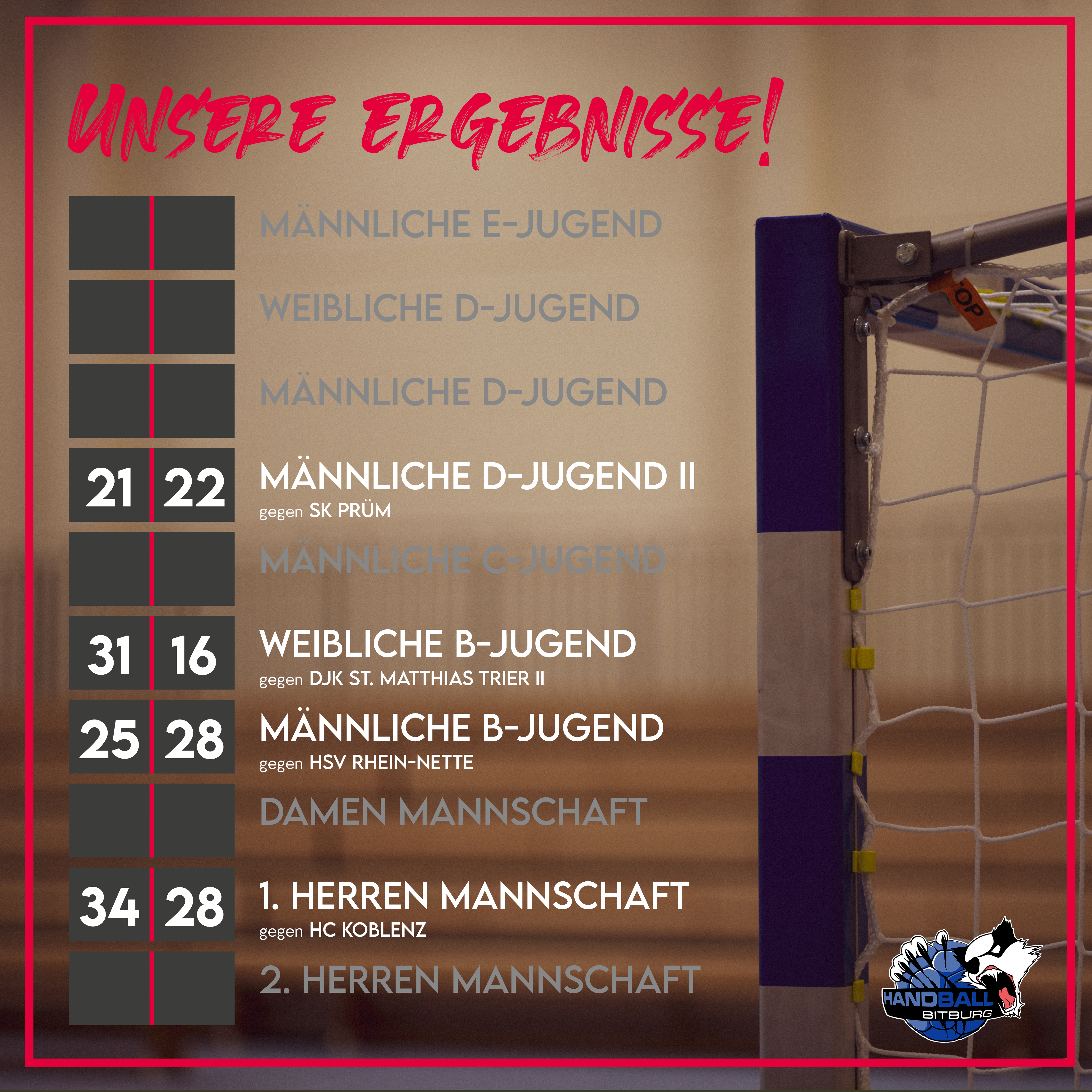Das sind die Ergebnisse vom vergangenen Wochenende!