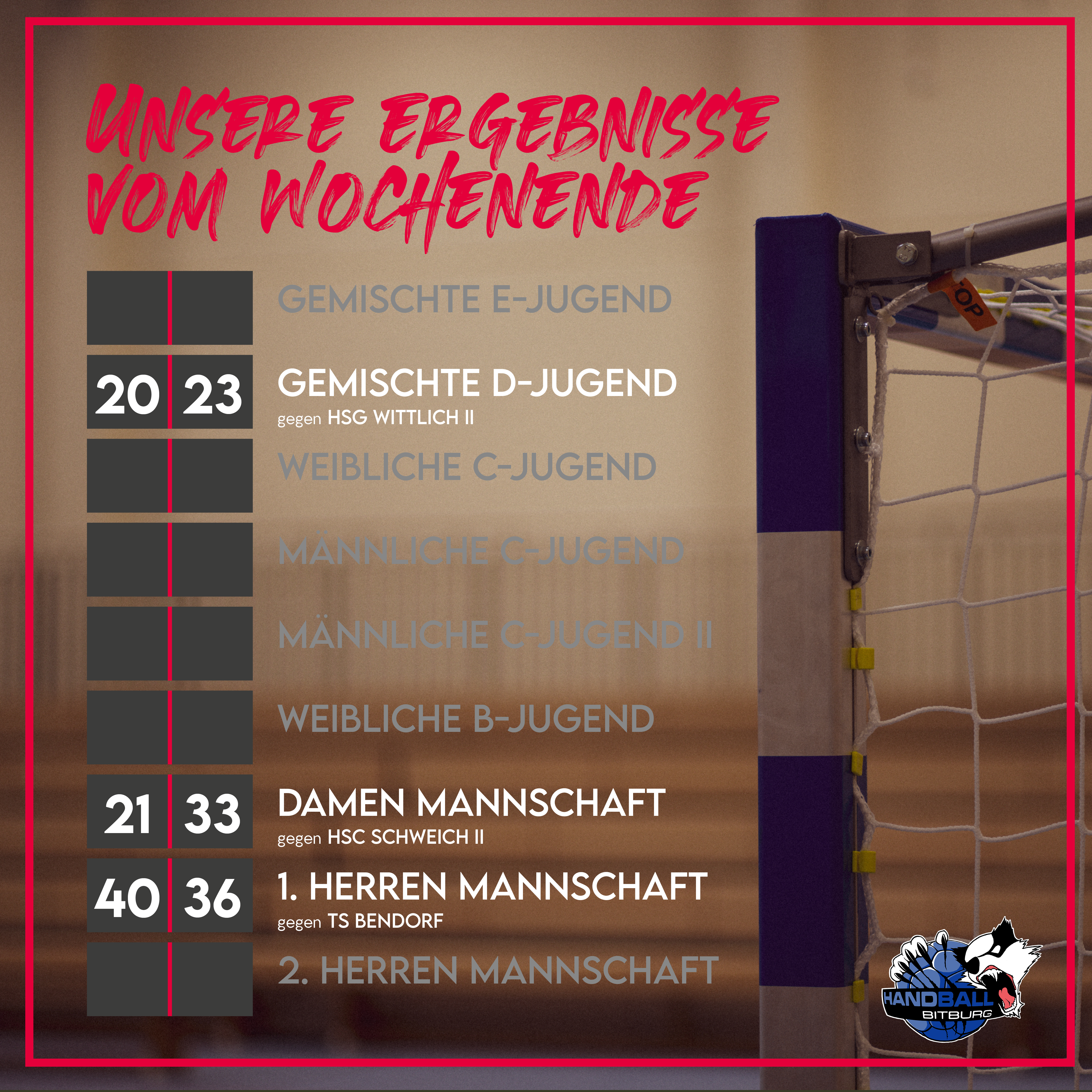 Die fast letzten Ergebnisse der Saison!