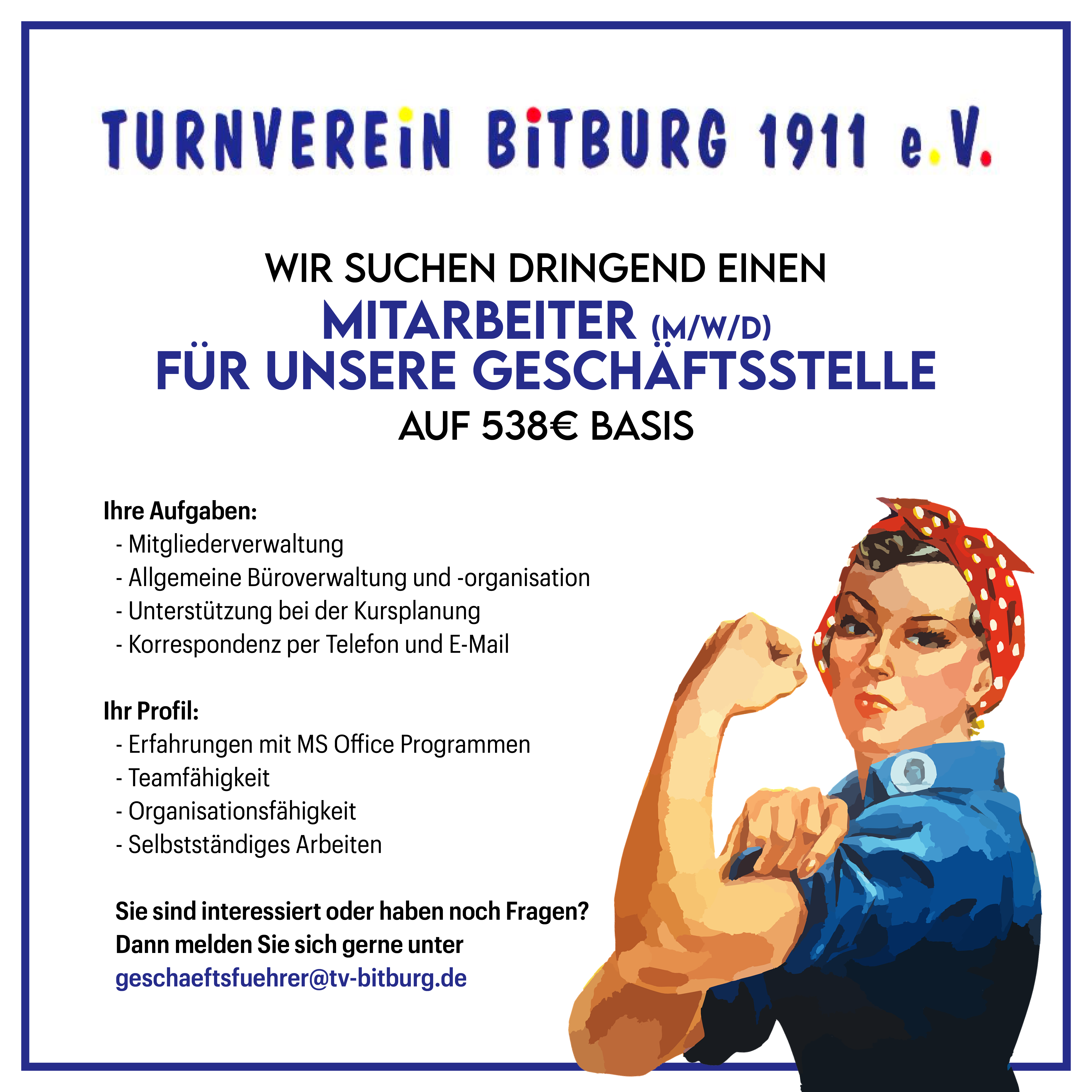 Die Geschäftsstelle unseres Vereins sucht immernoch Hilfe!