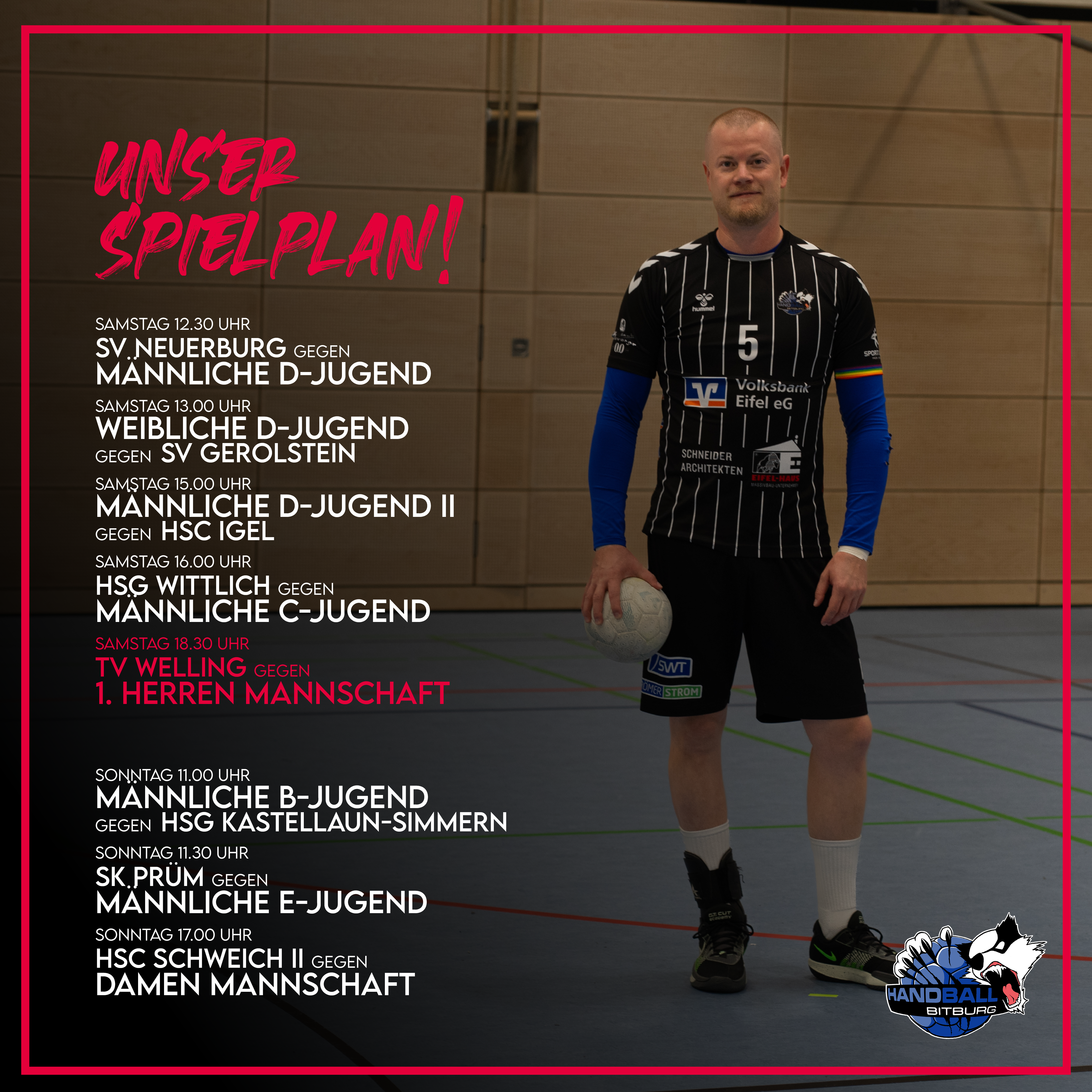 Unser Spielplan fürs kommende Wochenende!